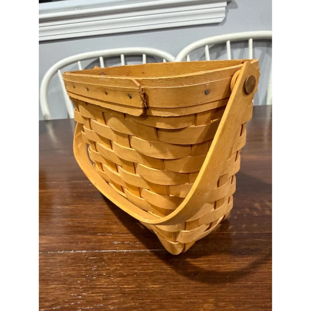 Longaberger 1999 Edition Dresden Tour Basket Wood Swing Handle Metal Plaque Hand